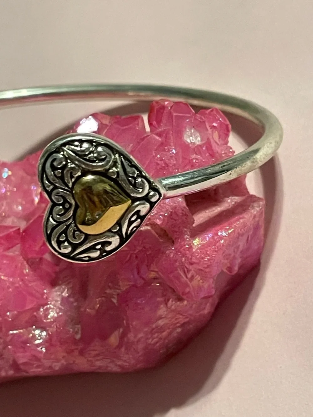 Two Tone Heart Cuff Bracelet #6378